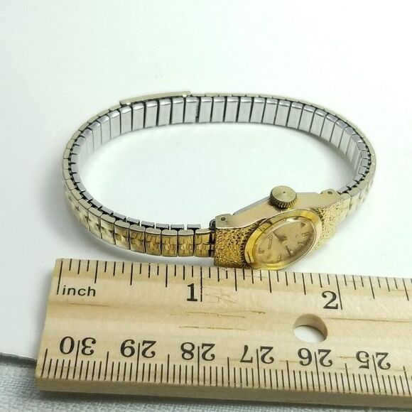 Vintage Seiko Gold Tone Ladies Wrist Watch with Speidel Band, AS IS, Not Working - Picture 7 of 8